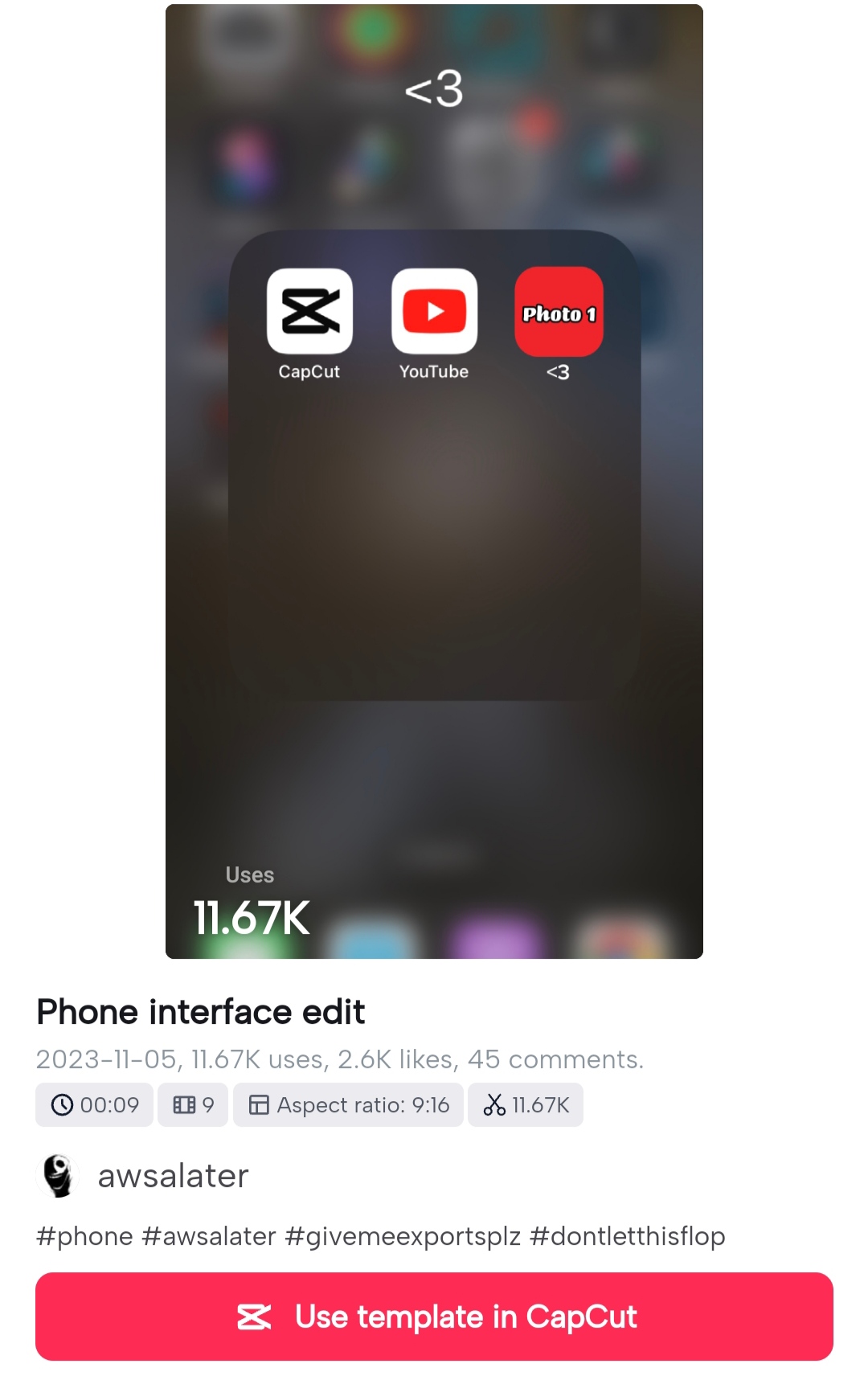 Phone Edit Interface CapCut Template Link 2023 (100% Working Link ...